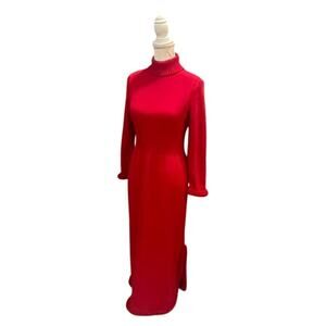 Long, Red, Vintage, Sweater Dress